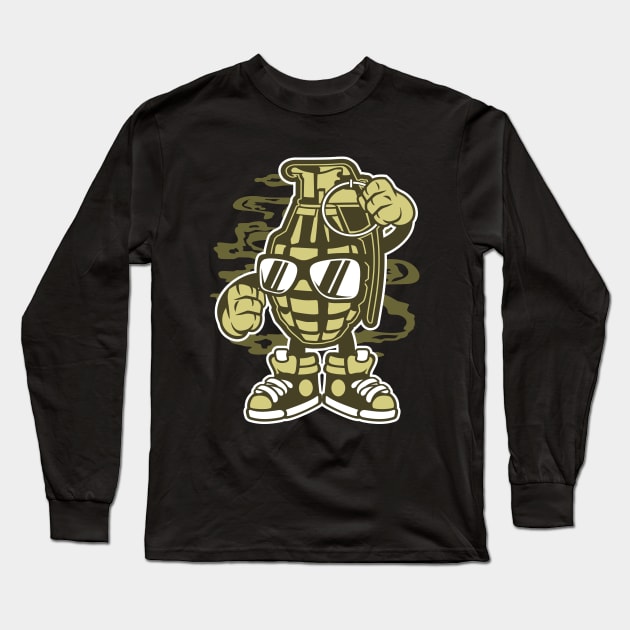 Grenade Series: Cartoon Grenade Pin Puller Long Sleeve T-Shirt by Jarecrow 